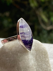Handmade Blue John Ring: Marquise Sterling Silver Derbyshire Gemstone