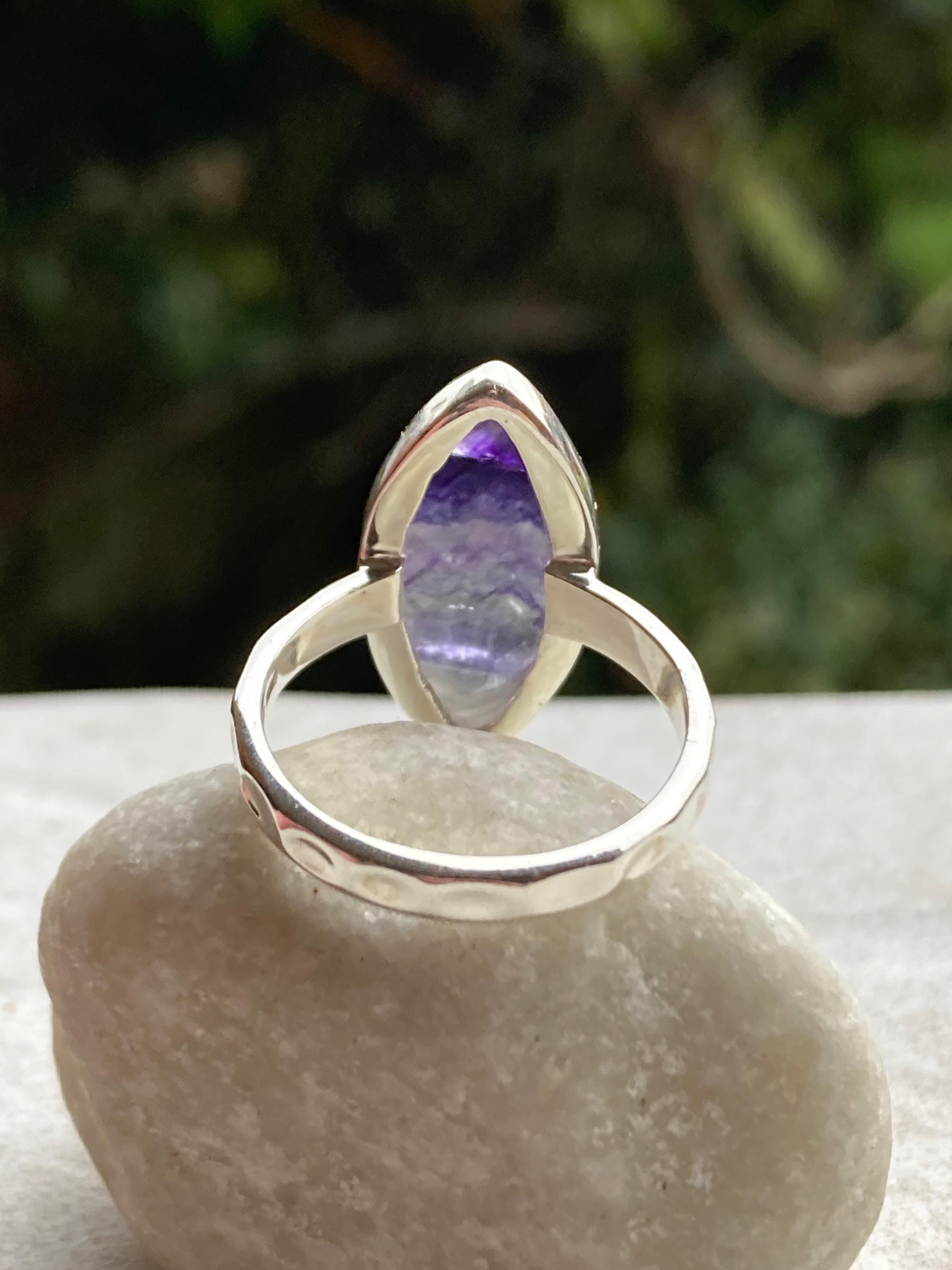 Handmade Blue John Ring: Marquise Sterling Silver Derbyshire Gemstone