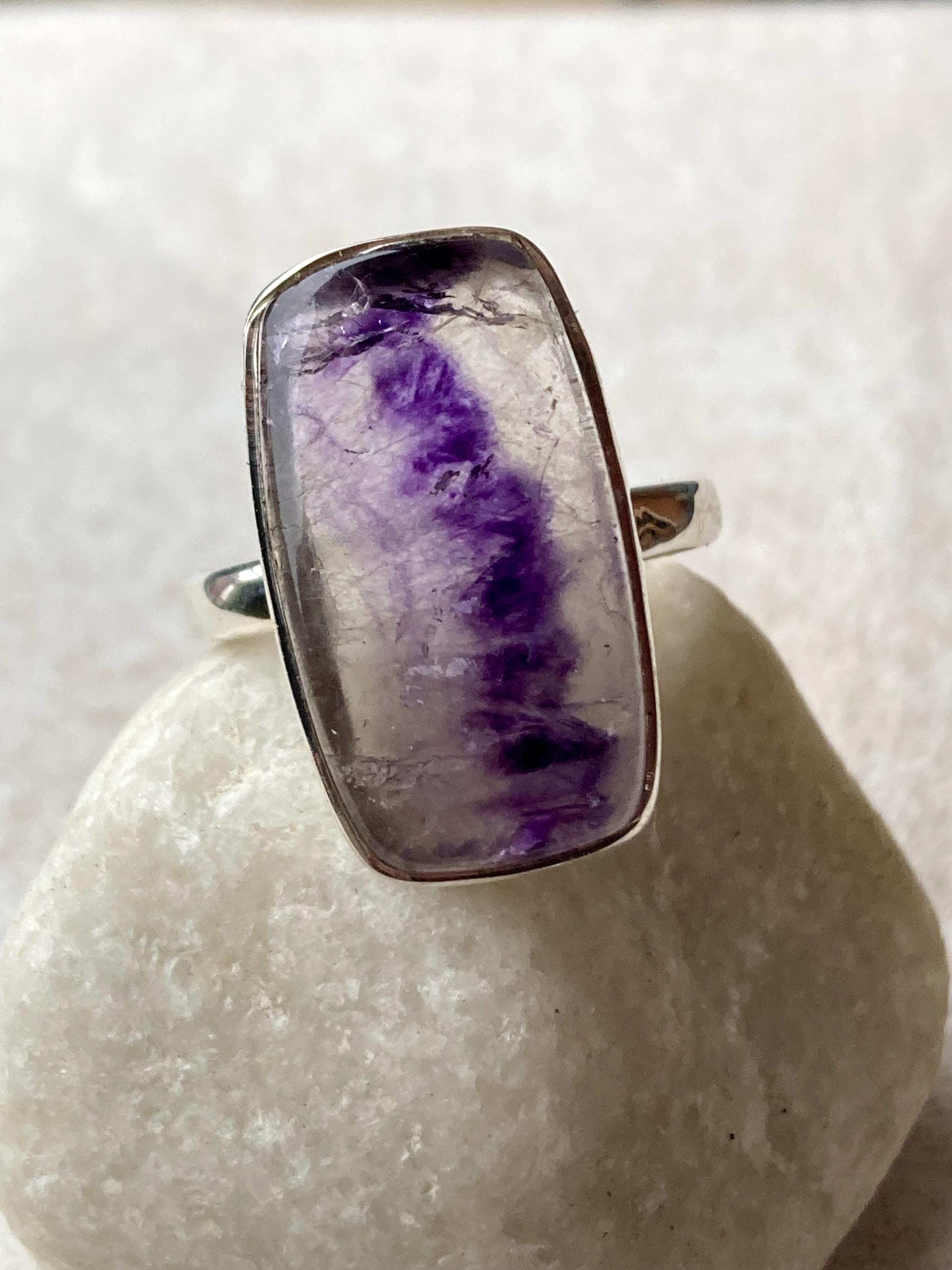 Blue John Silver Rectangular Ring - 2.3cm x 1.3cm