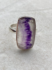 Blue John Silver Rectangular Ring - 2.3cm x 1.3cm