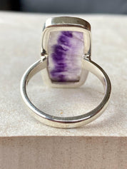 Blue John Silver Rectangular Ring - 2.3cm x 1.3cm