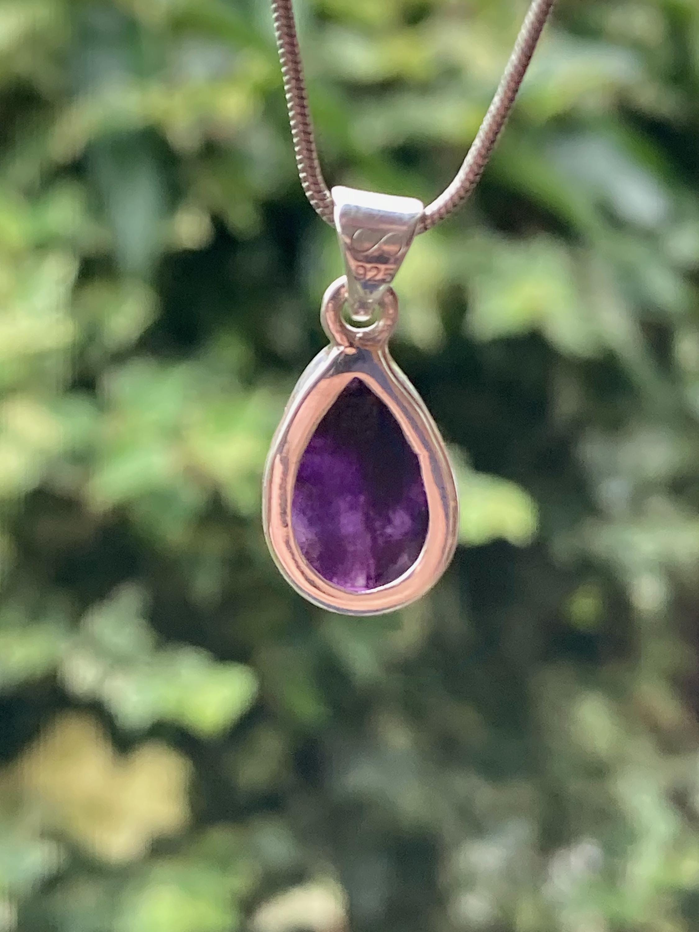 Blue John Sterling Silver Teardrop Pendant 1.6cm x 1.0cm