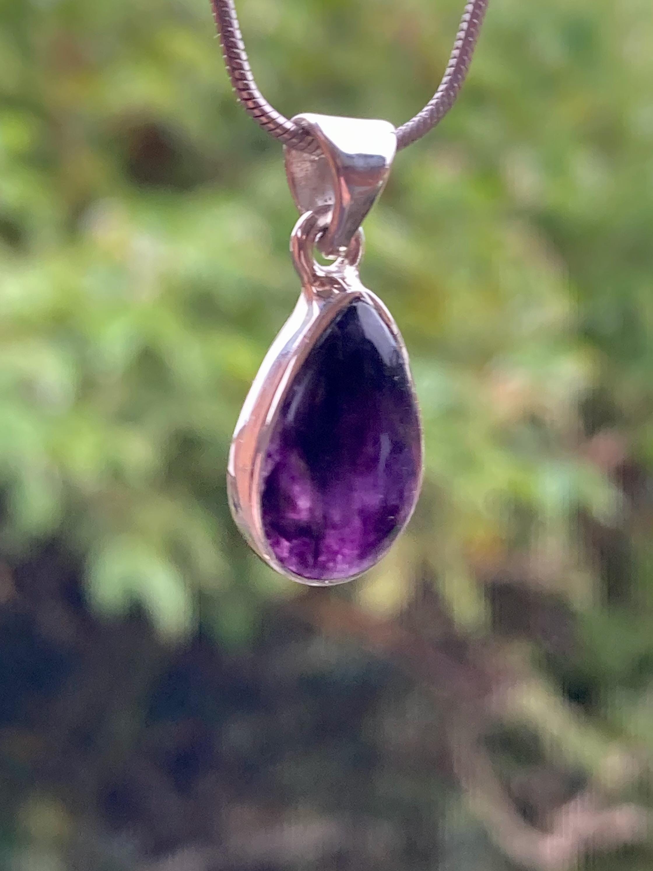 Blue John Sterling Silver Teardrop Pendant 1.6cm x 1.0cm