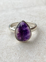 Blue John Ring and Silver Teardrop 15mm x 13mm.