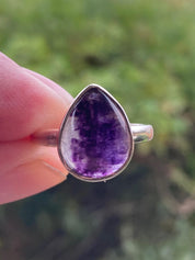 Blue John Ring and Silver Teardrop 15mm x 13mm.