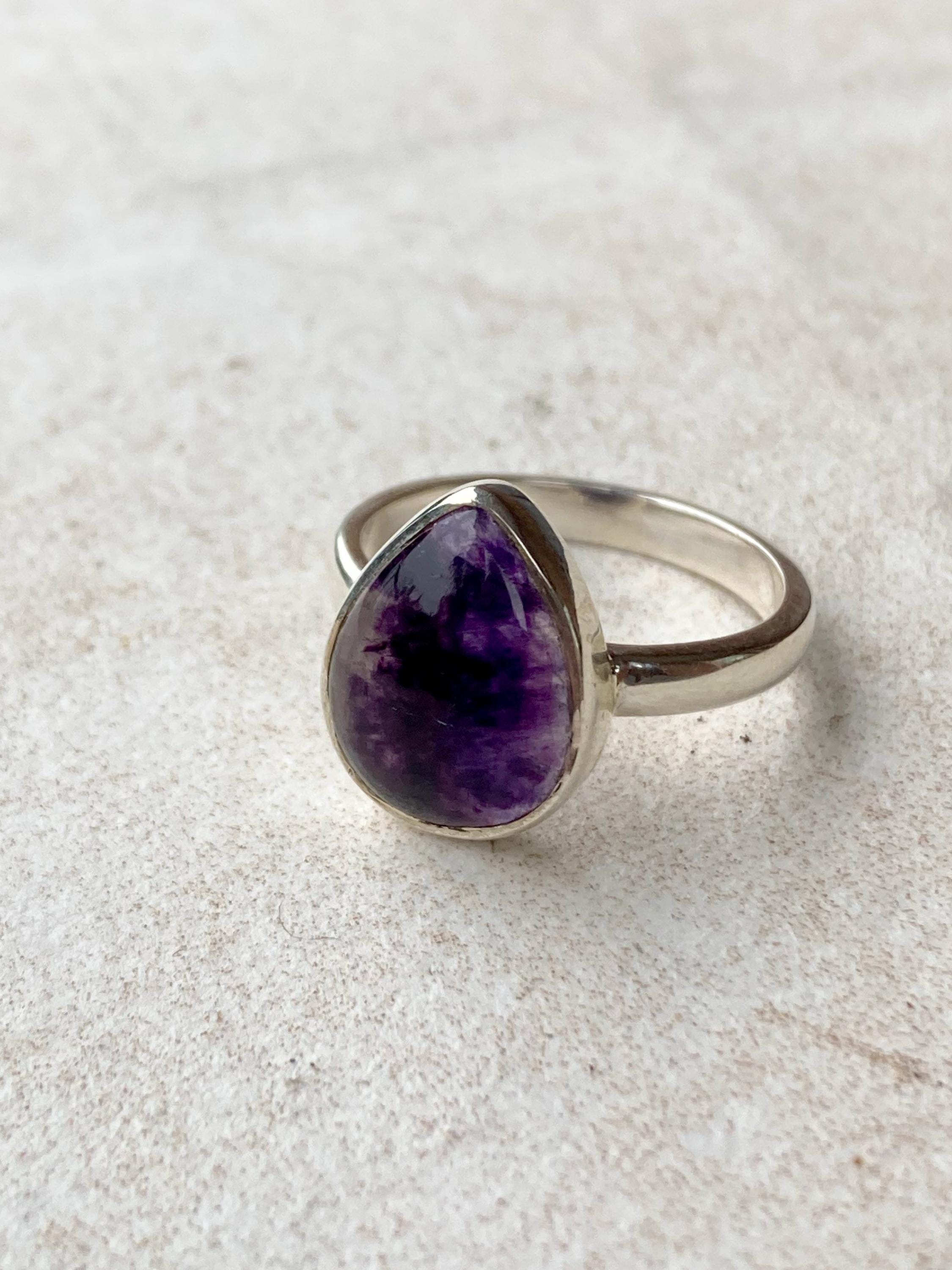 Blue John Ring and Silver Teardrop 15mm x 13mm.