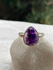 Blue John Ring and Silver Teardrop 15mm x 13mm.