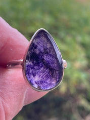 Blue John Silver Teardrop Ring - 2.3cm x 1.4cm