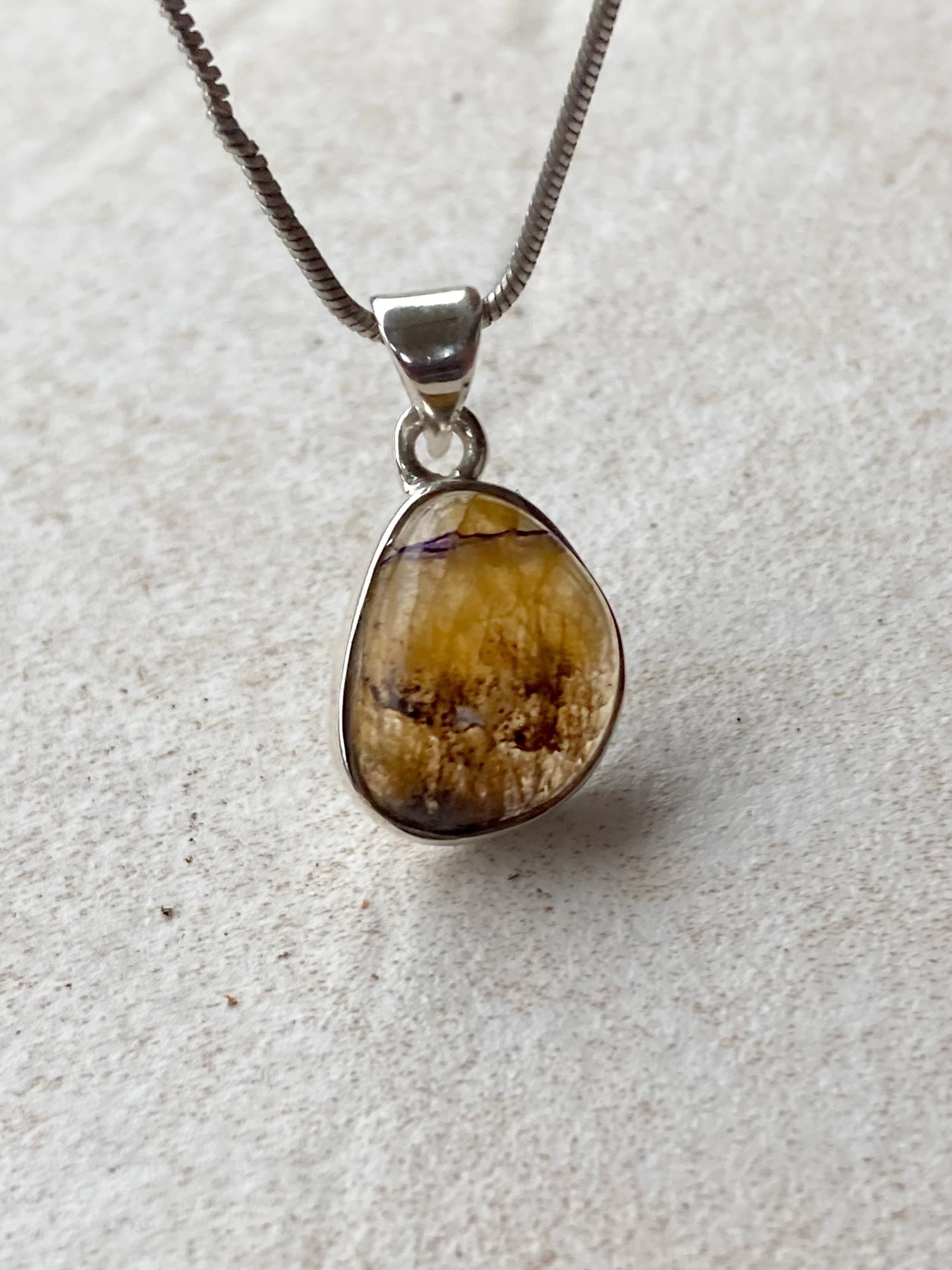 Blue John Silver Teardrop Pendant 1.5cm x 1.3cm