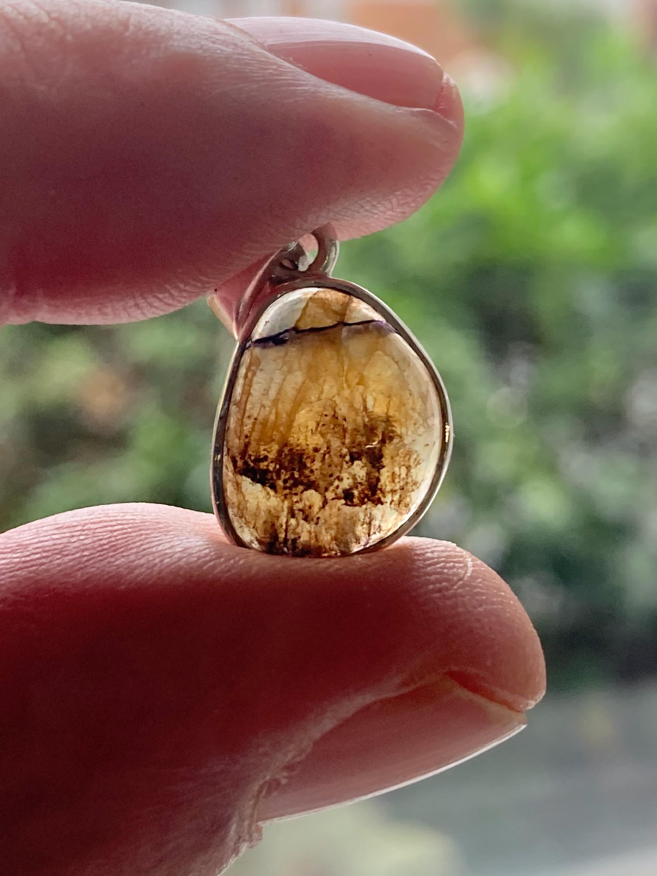 Blue John Silver Teardrop Pendant 1.5cm x 1.3cm