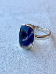 Blue John Silver Baguette Ring