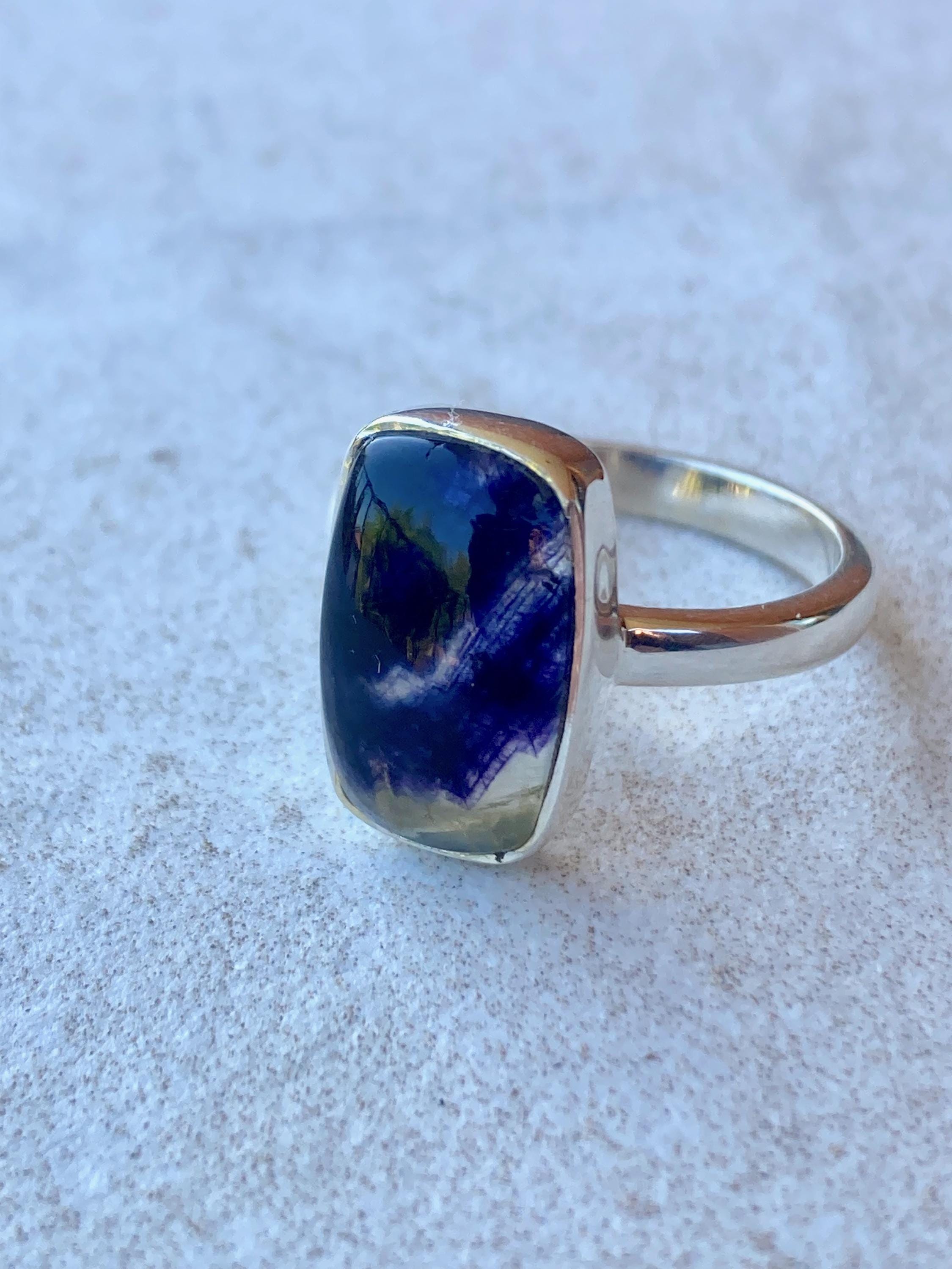 Blue John Silver Baguette Ring