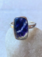 Blue John Silver Baguette Ring