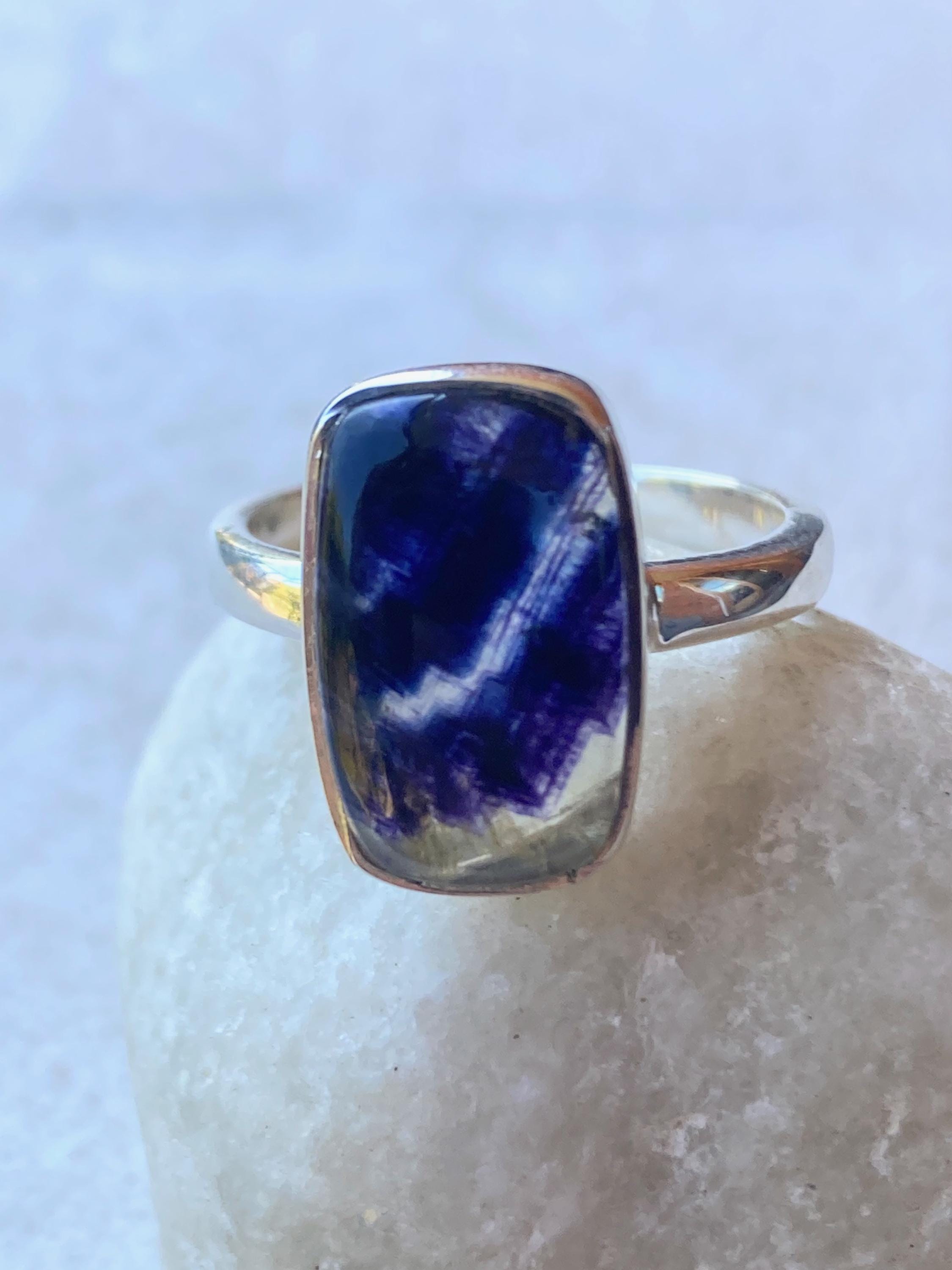 Blue John Silver Baguette Ring