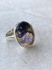 Blue John Silver Oval Ring 18mm x 13mm