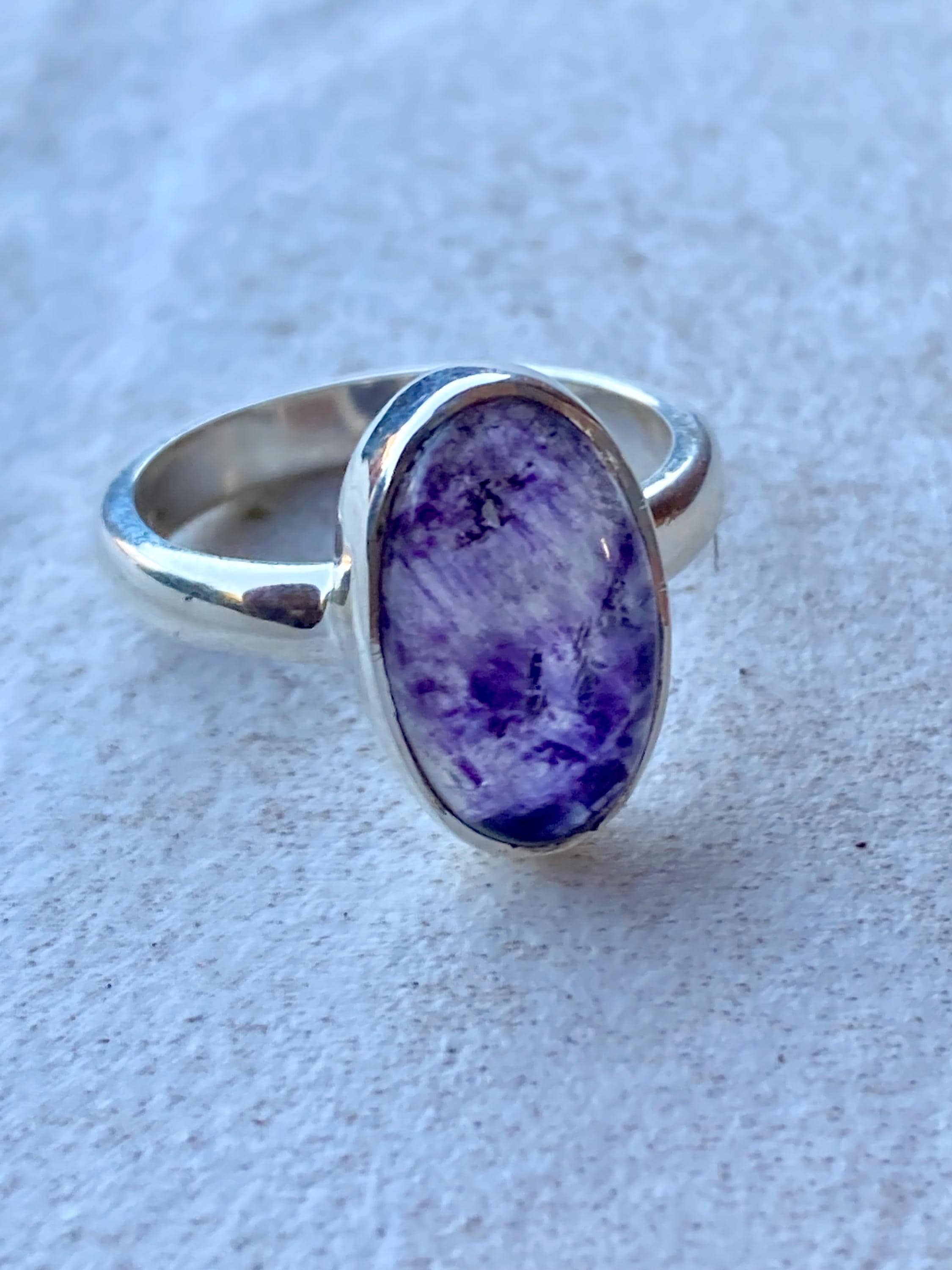 Blue John Silver Oval Ring 15 mm x 10 mm
