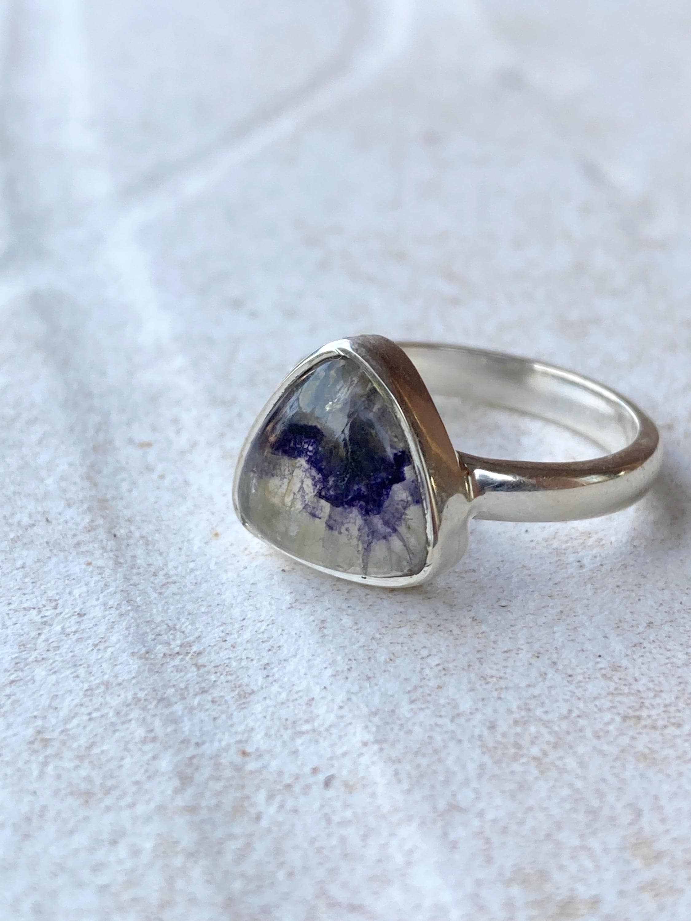 Blue John Silver Oval Ring 13mm x 13mm