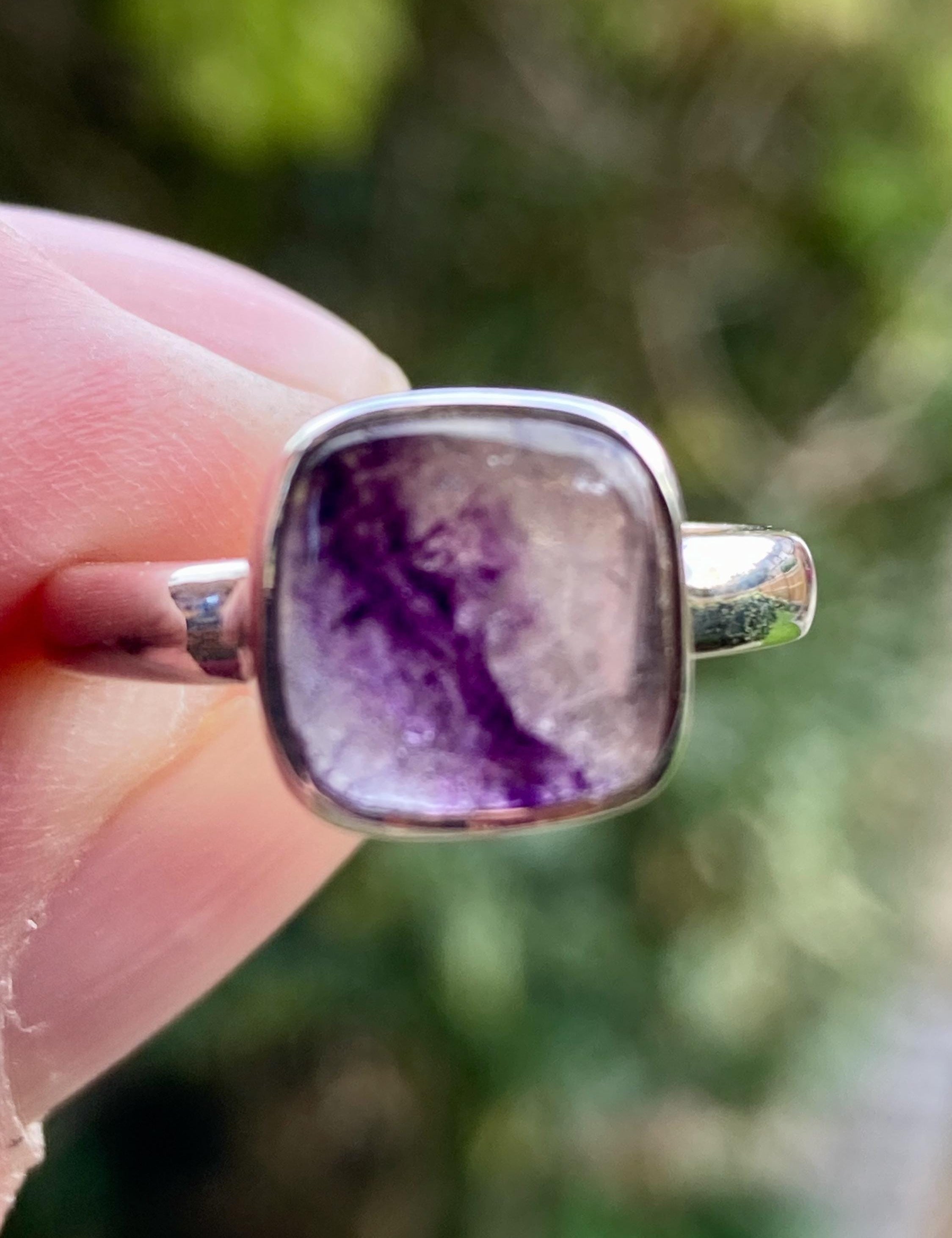 Blue John Silver Square Handmade Ring 10mm x 10mm