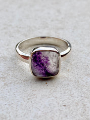 Blue John Silver Square Handmade Ring 10mm x 10mm