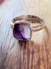 Blue John Silver Square Handmade Ring 10mm x 10mm