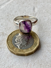 Blue John Silver Square Handmade Ring 10mm x 10mm