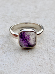 Blue John Silver Square Handmade Ring 10mm x 10mm