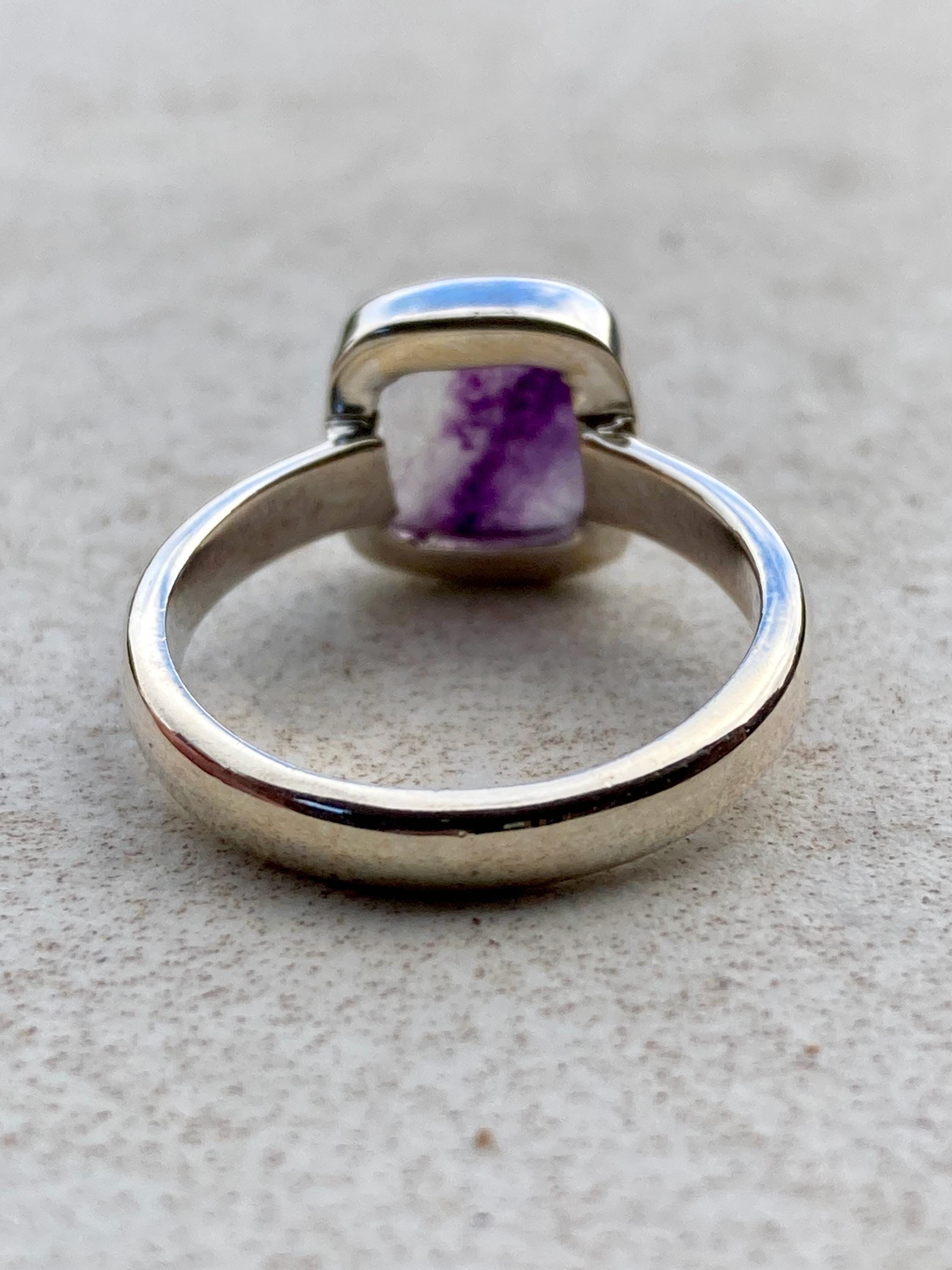Blue John Silver Square Handmade Ring 10mm x 10mm