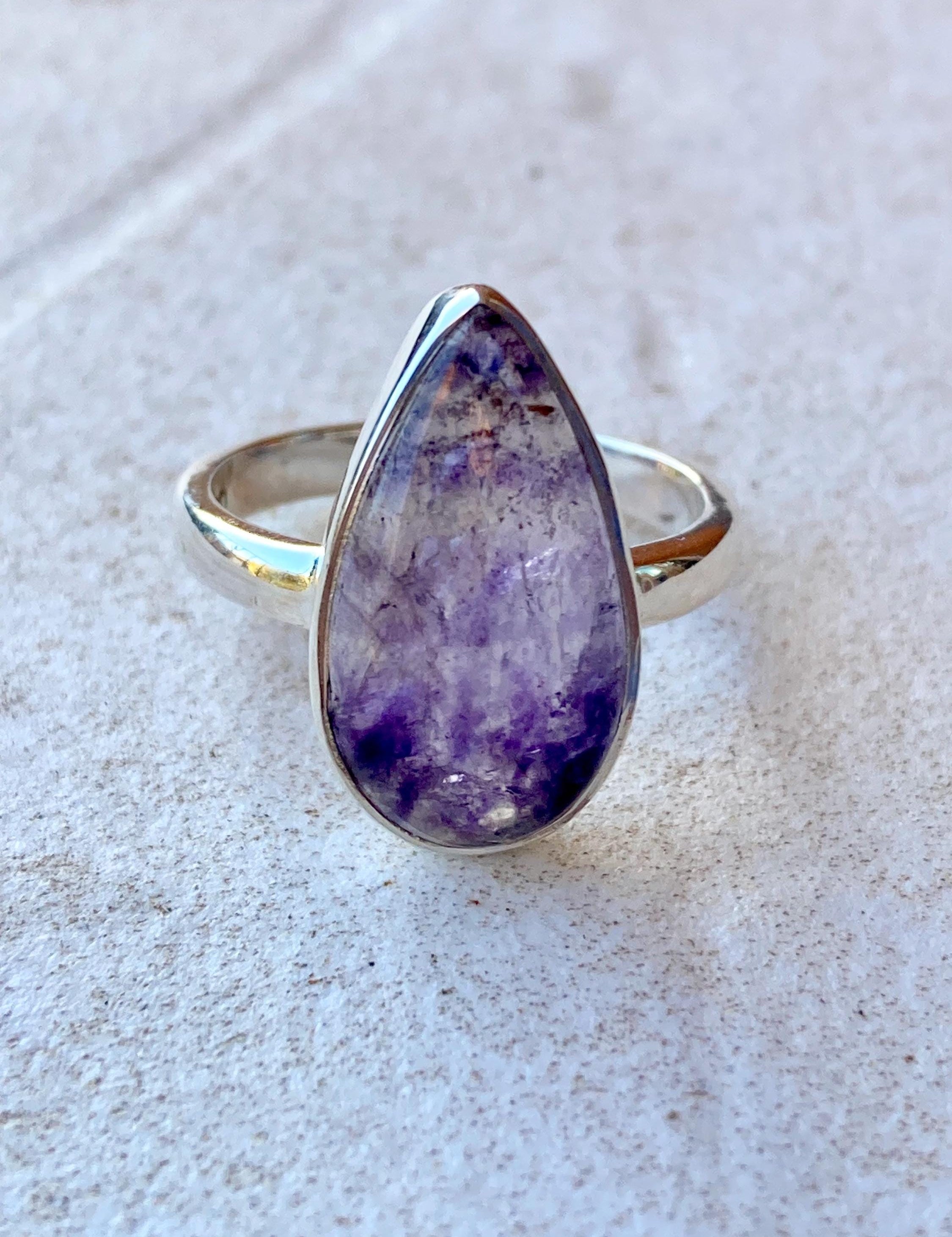 Blue John Silver Teardrop Ring - Extremely Rare