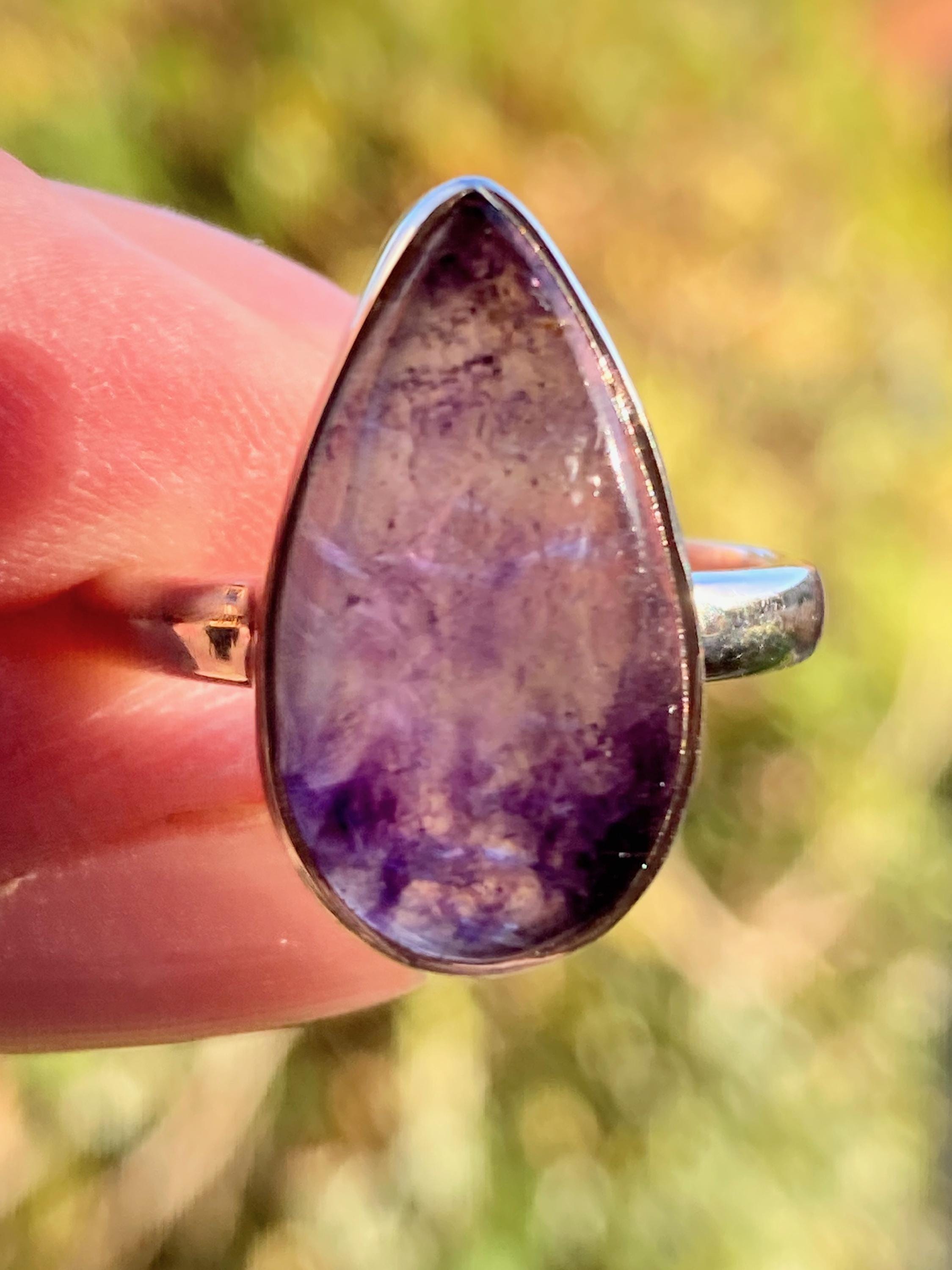 Blue John Silver Teardrop Ring - Extremely Rare