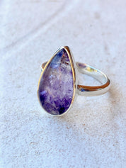 Blue John Silver Teardrop Ring - Extremely Rare