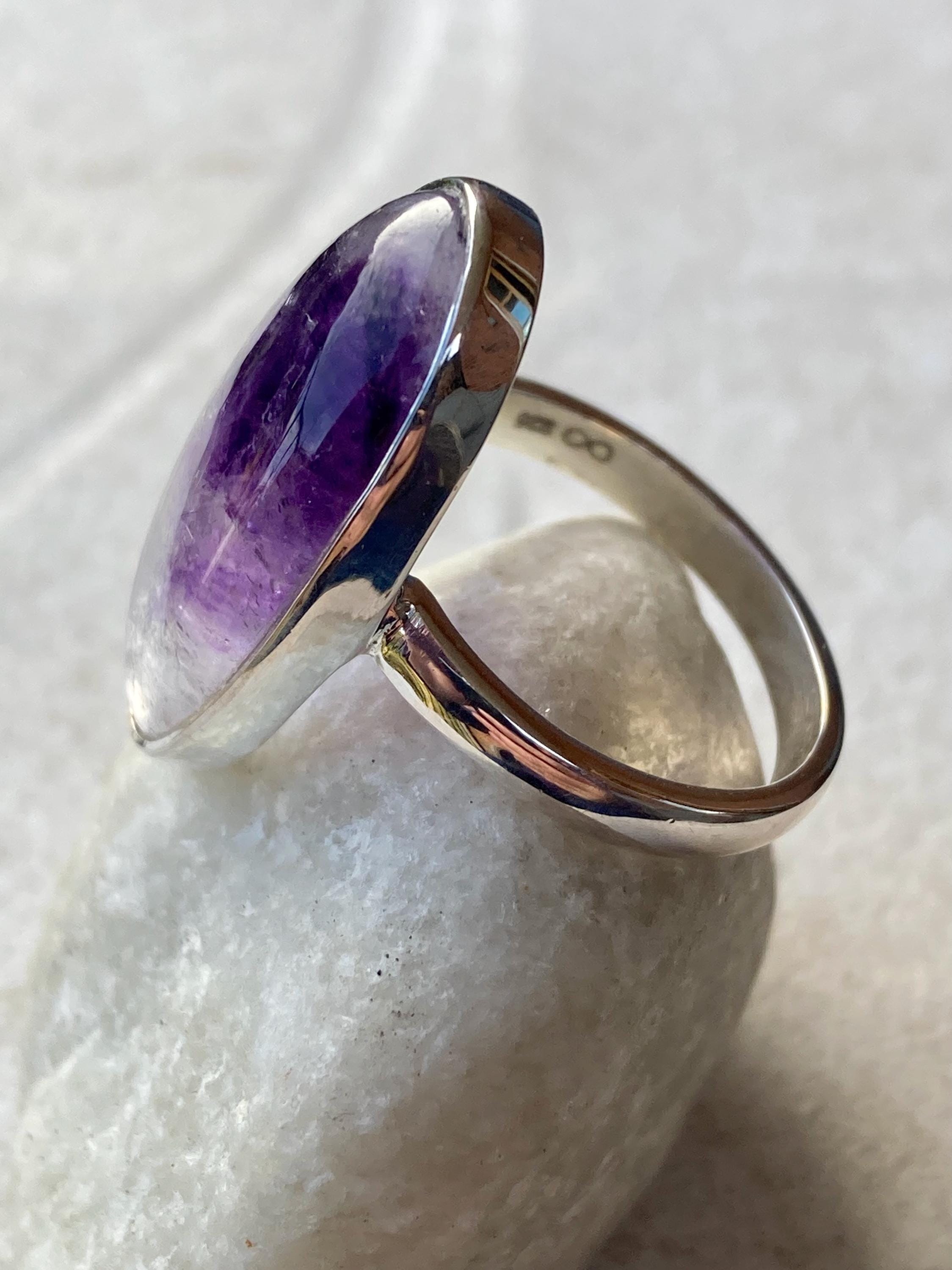 Blue John Silver Handmade Oval Ring