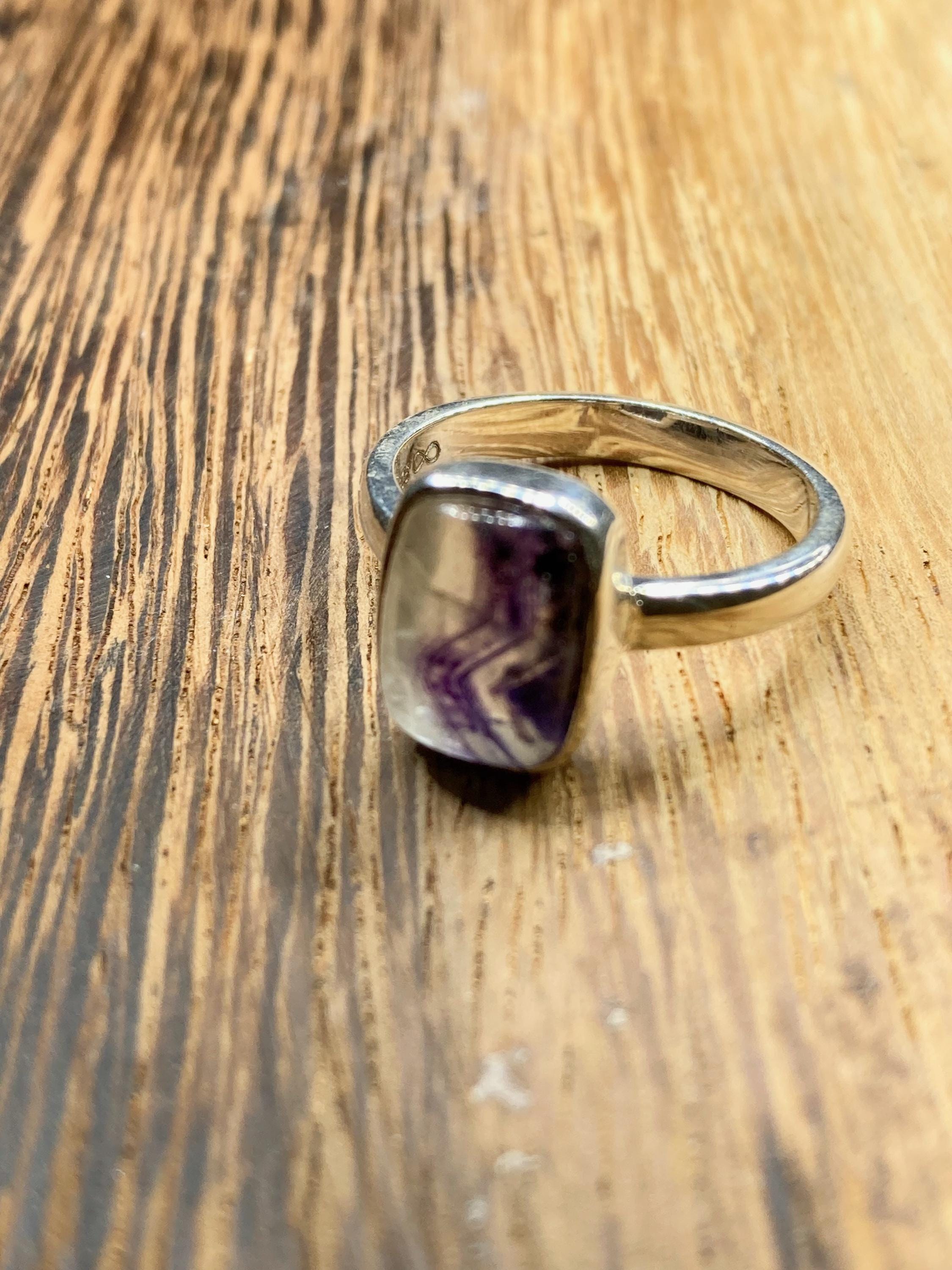 Blue John Silver Square Handmade Ring 12mm x 9mm
