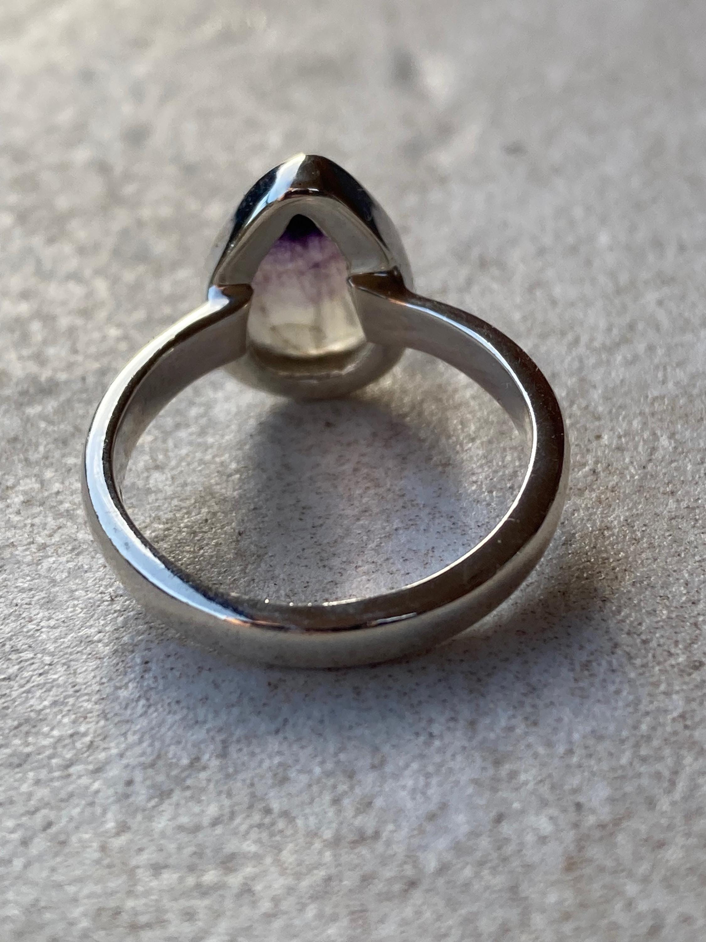 Unique Blue John Ring, Teardrop 13mm x 10mm, Sterling Silver, Handmade Derbyshire UK gift