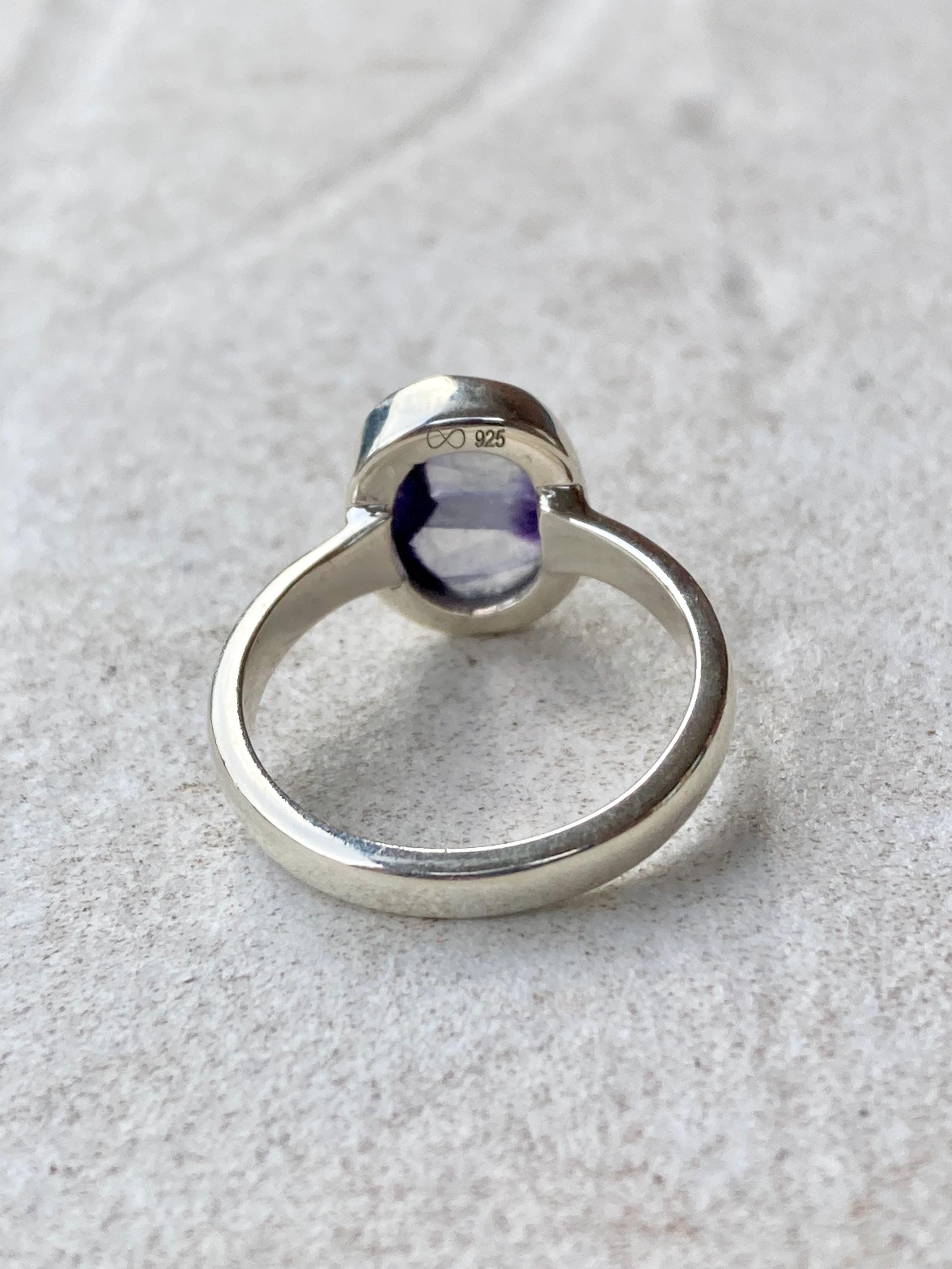 Blue John Silver Oval Ring 13 mm x 10 mm