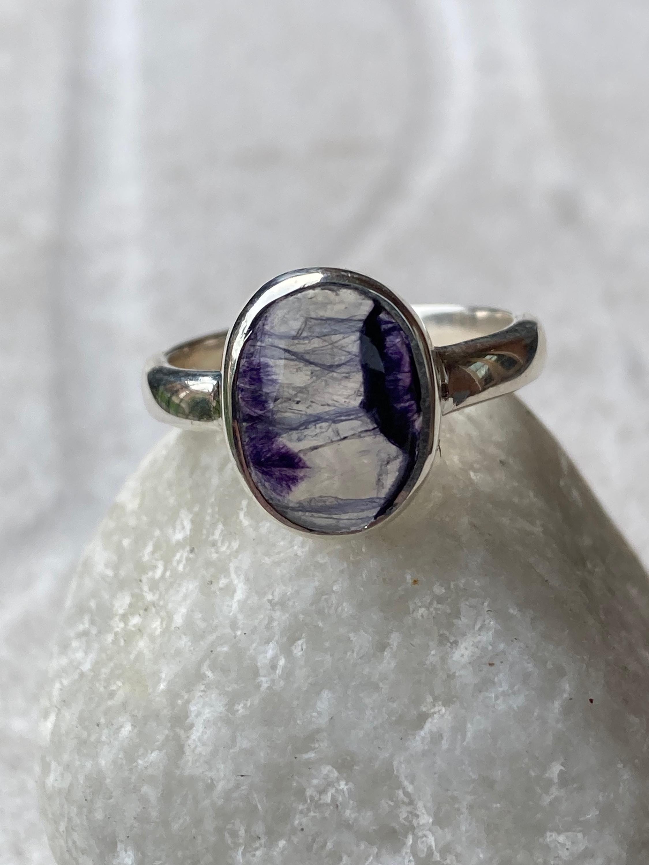 Blue John Silver Oval Ring 13 mm x 10 mm