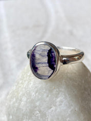Blue John Silver Oval Ring 13 mm x 10 mm