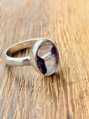 Blue John Silver Oval Ring 13 mm x 10 mm