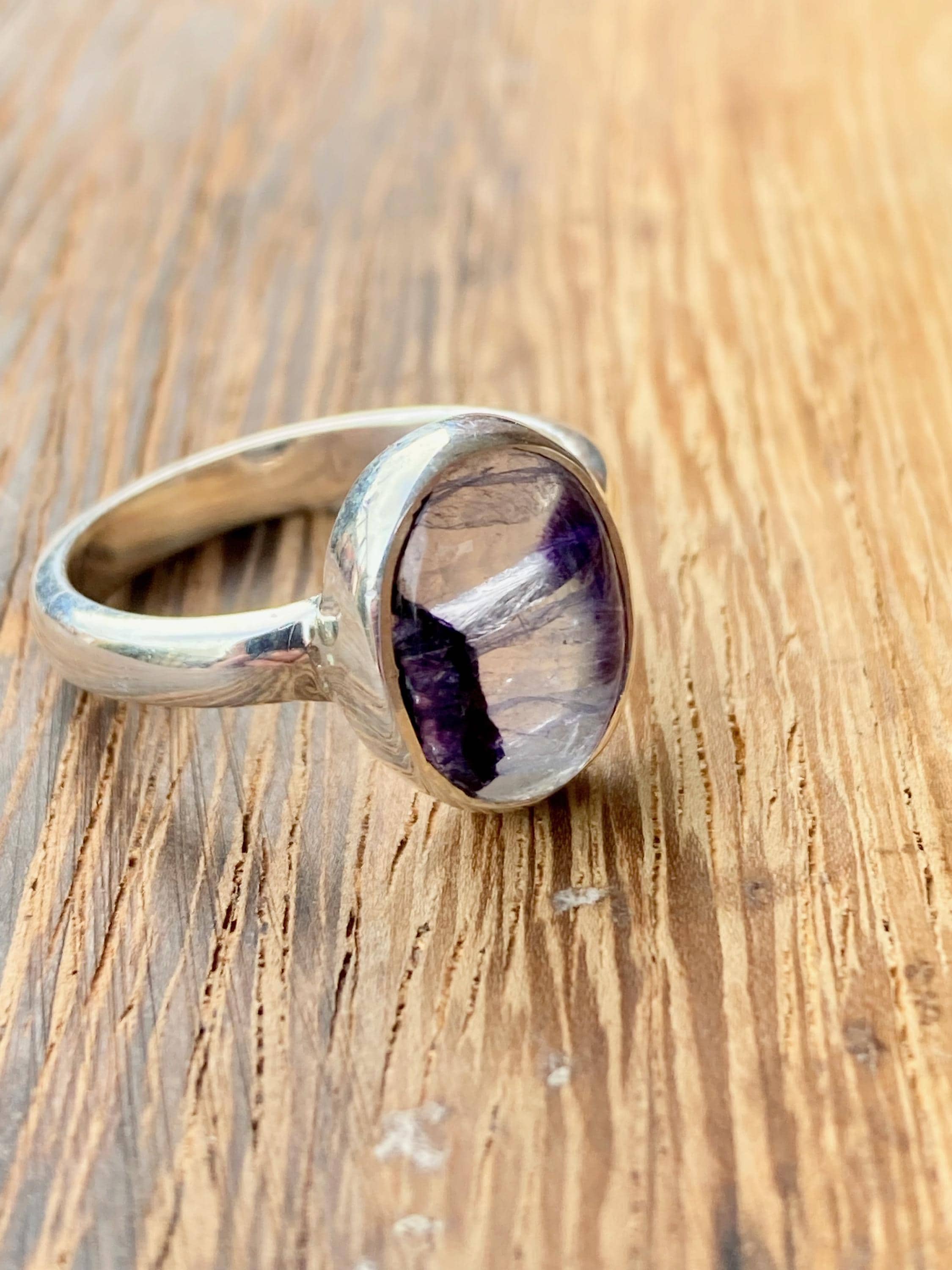 Blue John Silver Oval Ring 13 mm x 10 mm