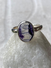Blue John Silver Oval Ring 13 mm x 10 mm