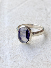 Blue John Silver Oval Ring 13 mm x 10 mm