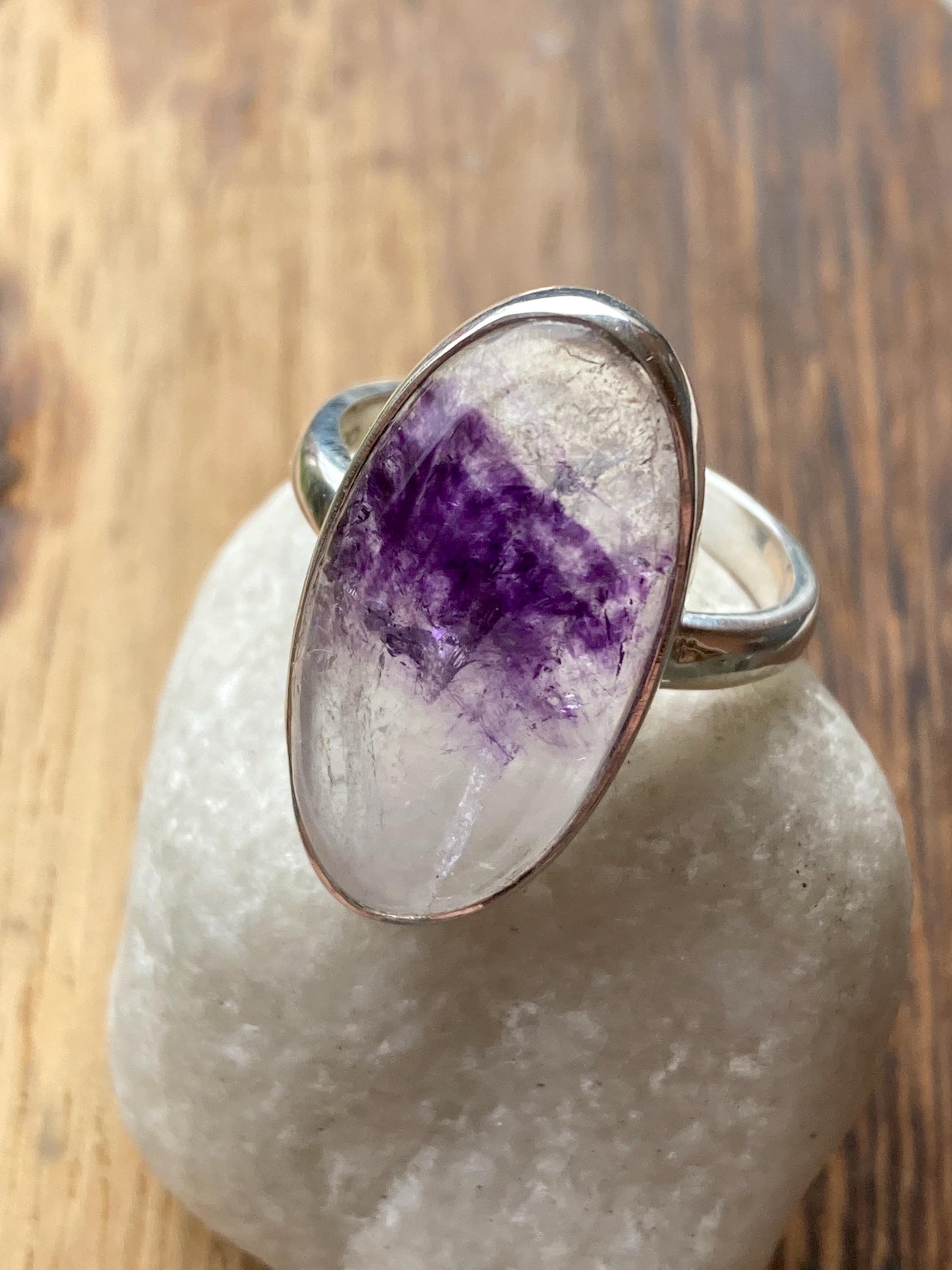 Blue John Silver Handmade Oval Ring