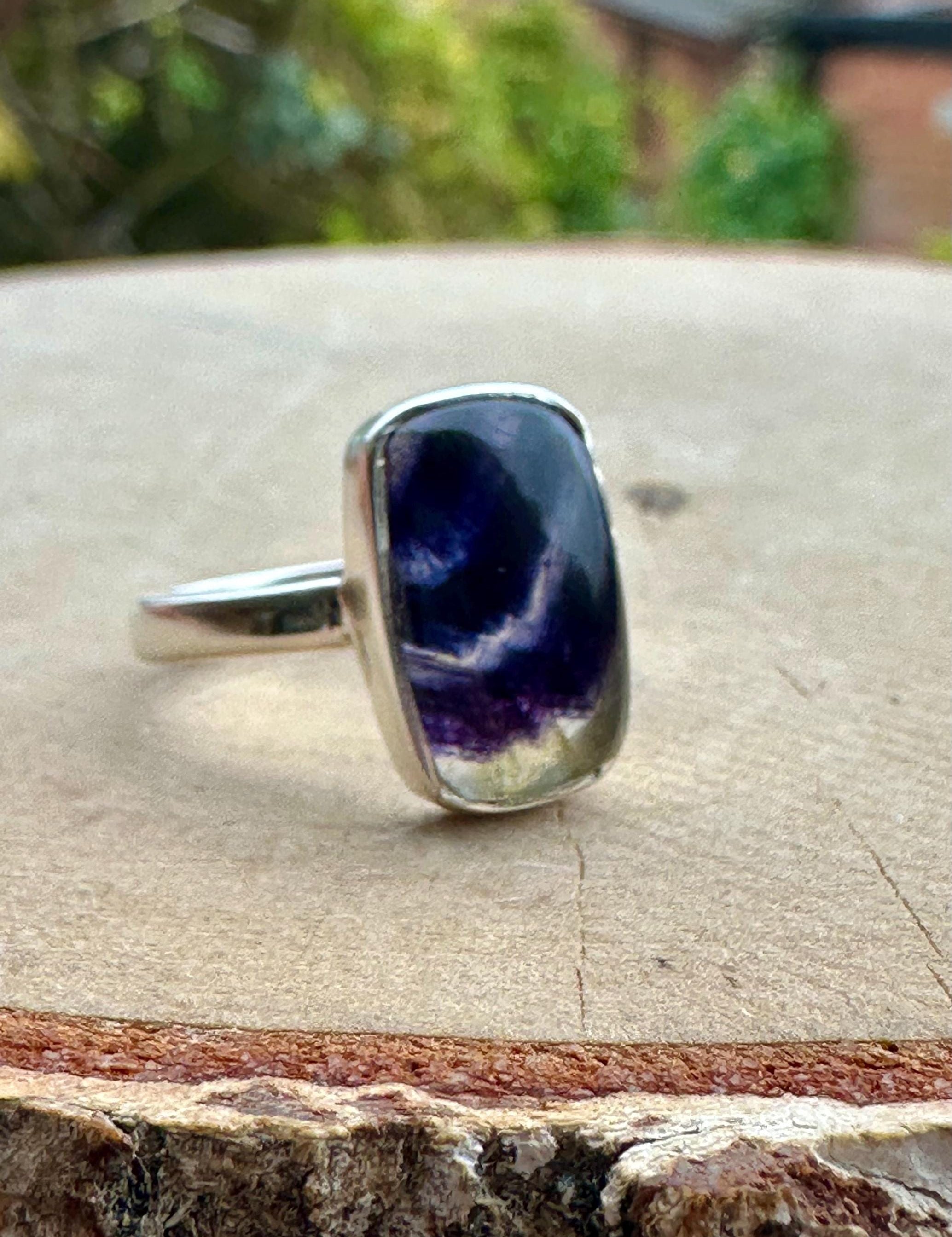 Blue John Silver Baguette Ring