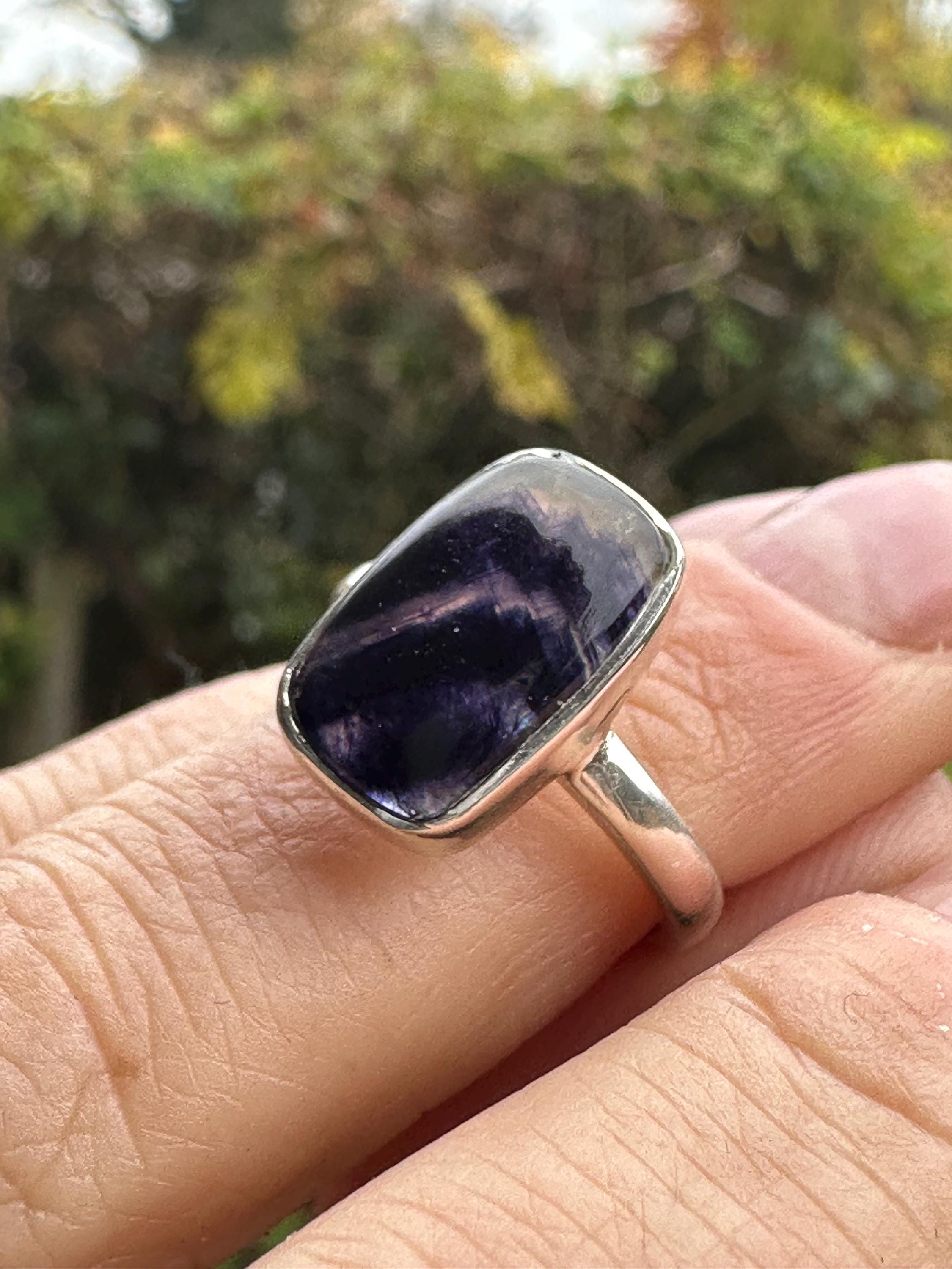 Blue John Silver Baguette Ring