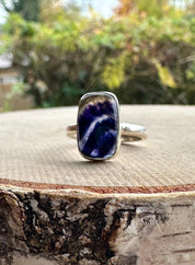 Blue John Silver Baguette Ring