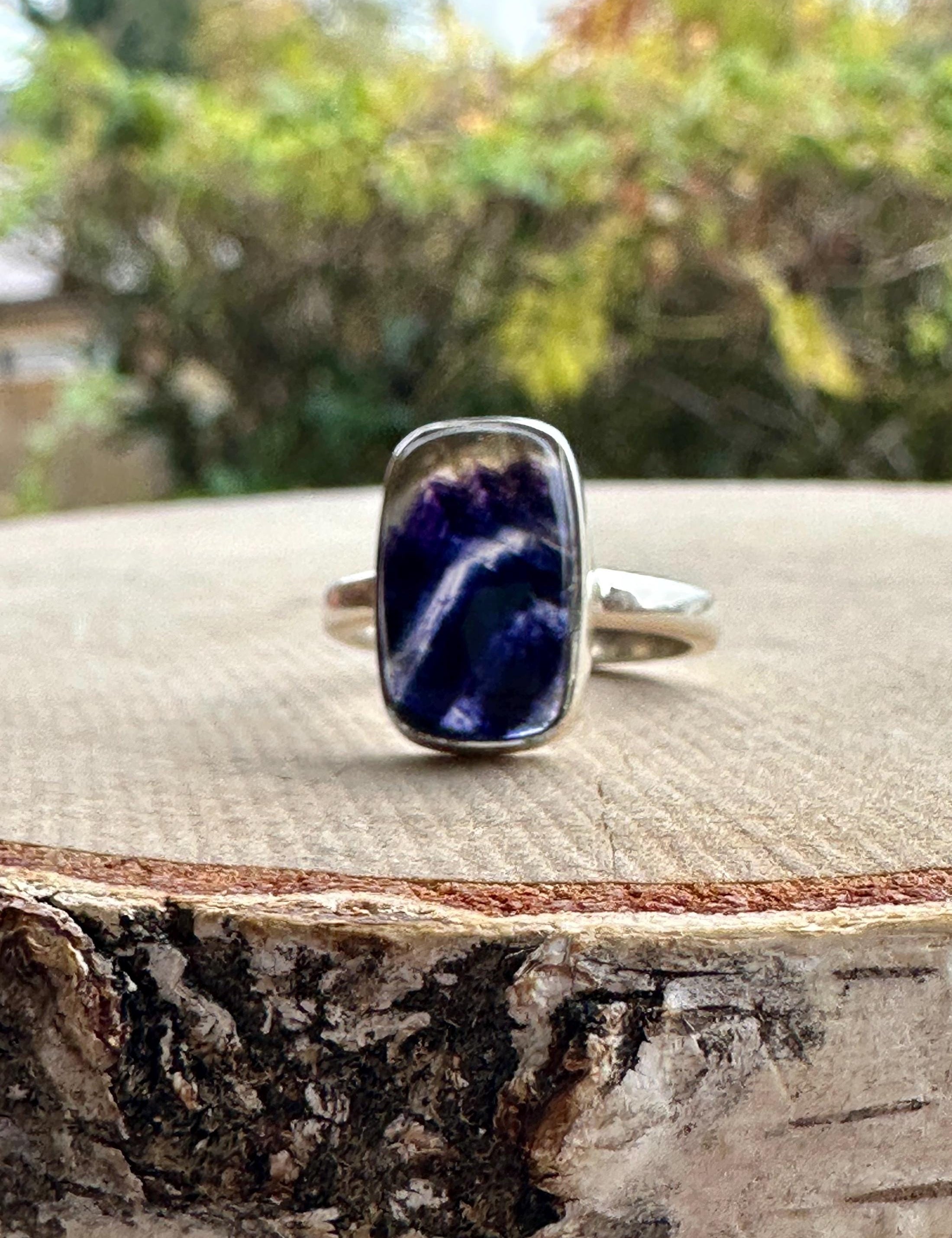 Blue John Silver Baguette Ring
