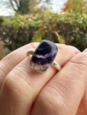 Blue John Silver Baguette Ring