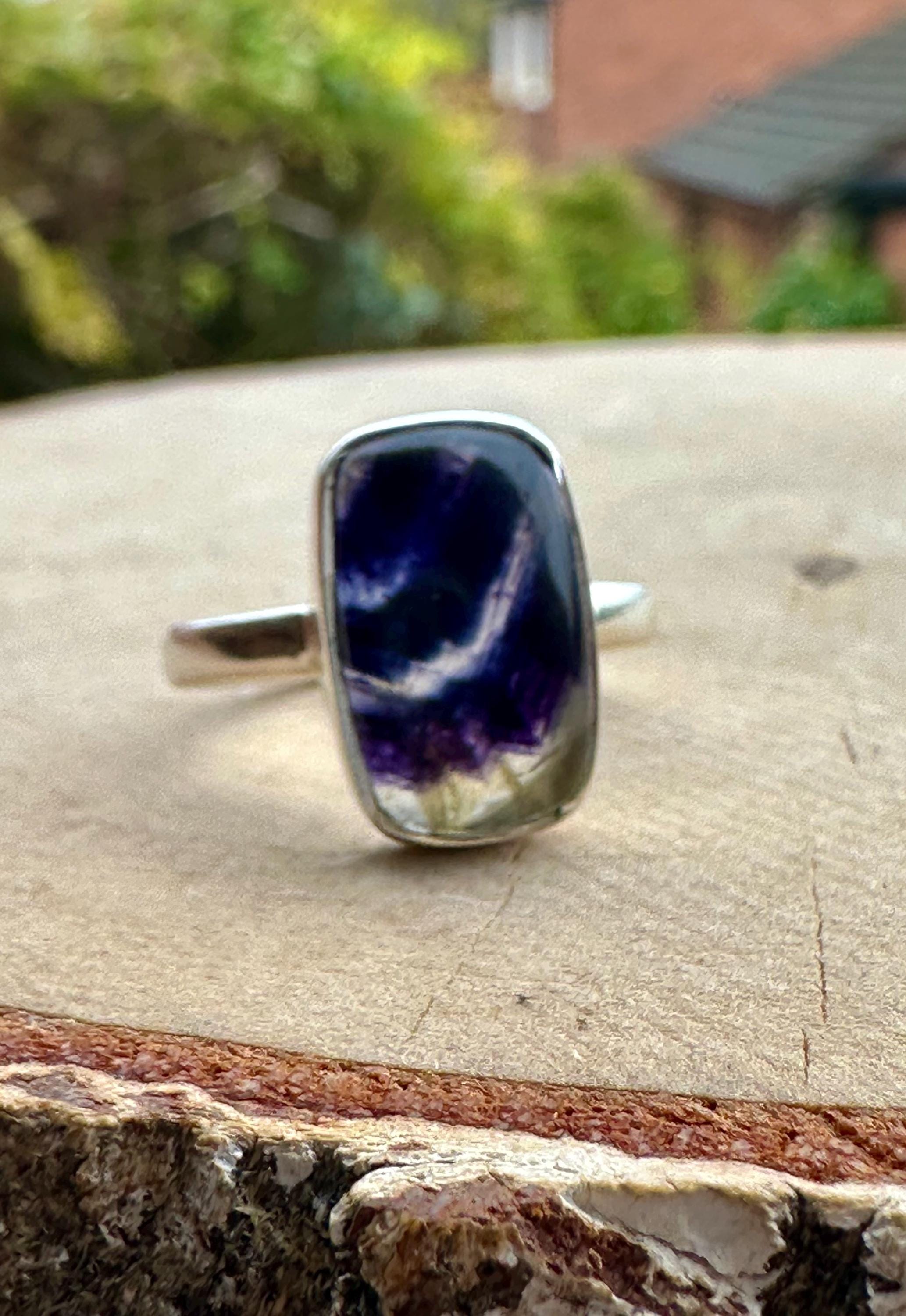 Blue John Silver Baguette Ring