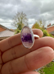 Blue John Silver Handmade Oval Ring