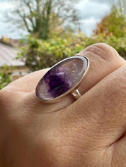 Blue John Silver Handmade Oval Ring