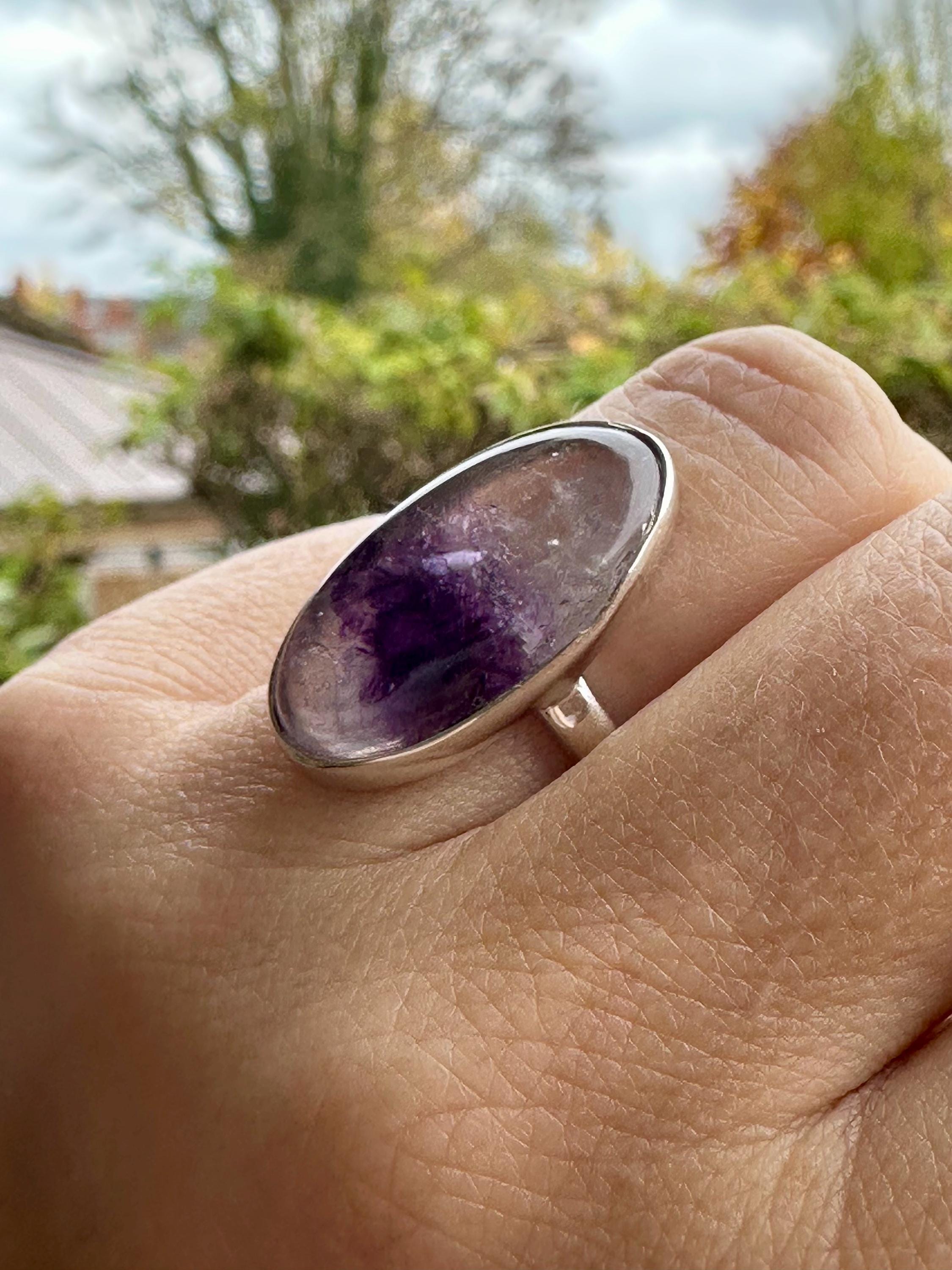 Blue John Silver Handmade Oval Ring